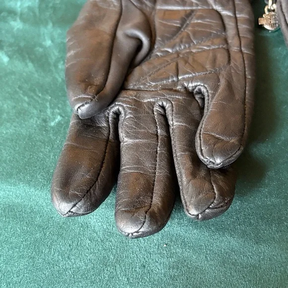 Harley-Davidson Brown Leather Gloves with silver chain - Picture 5 of 5